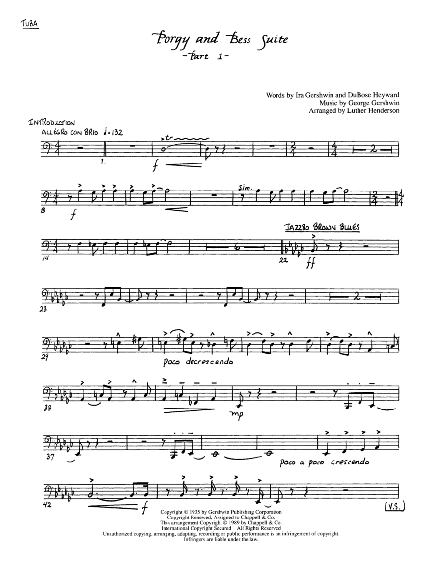 Porgy and Bess Suite - Tuba Brass Ensemble scores gallery preview page 1