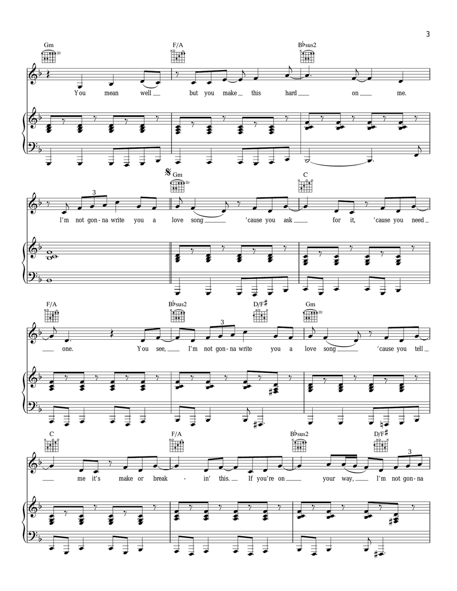 Love Song Piano, Vocal, Guitar scores gallery preview page 3