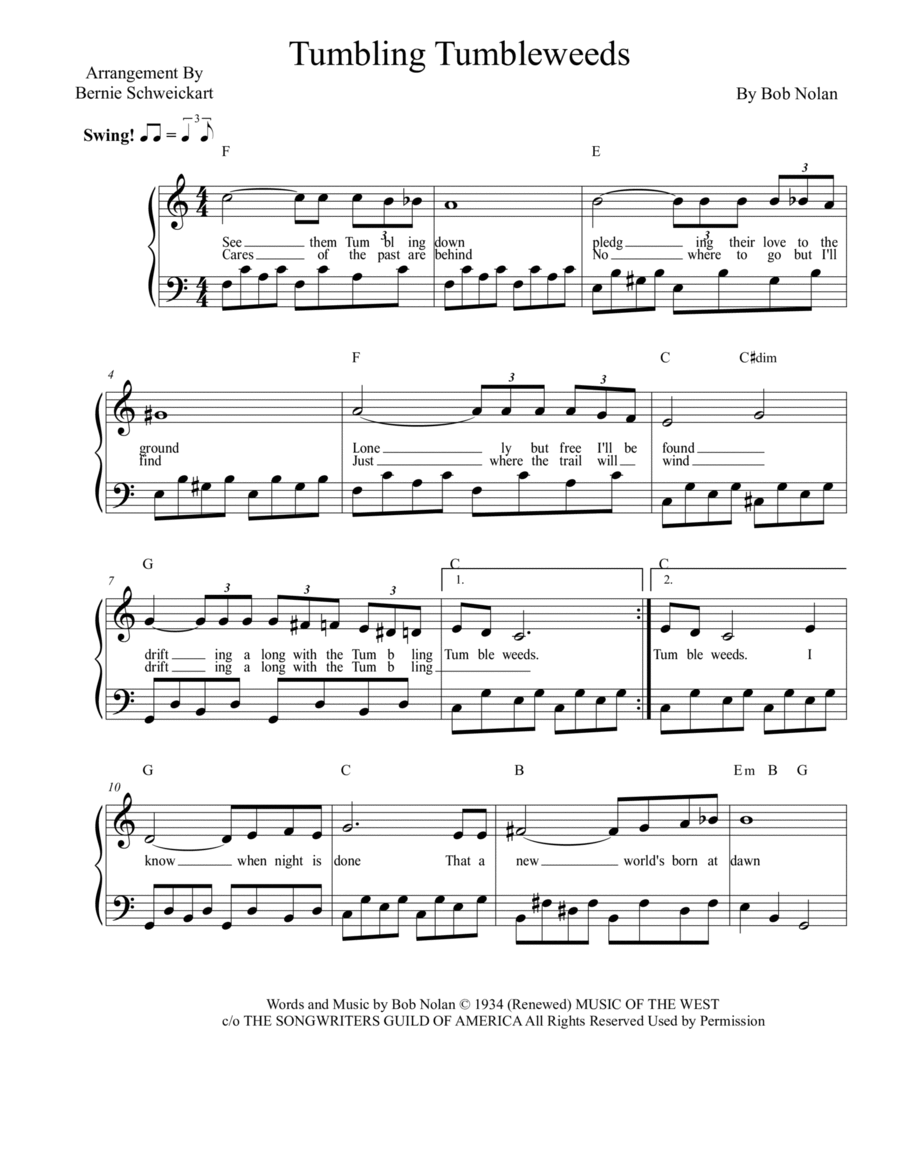 Tumbling Tumbleweeds A Cappella scores gallery preview page 1