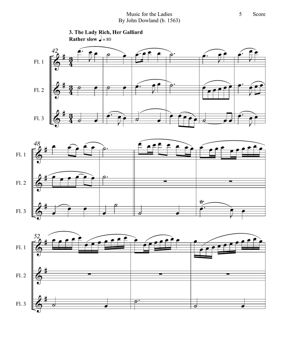 Dowland (1563) Music for the Ladies set for flute trio Flute Trio scores gallery preview page 6