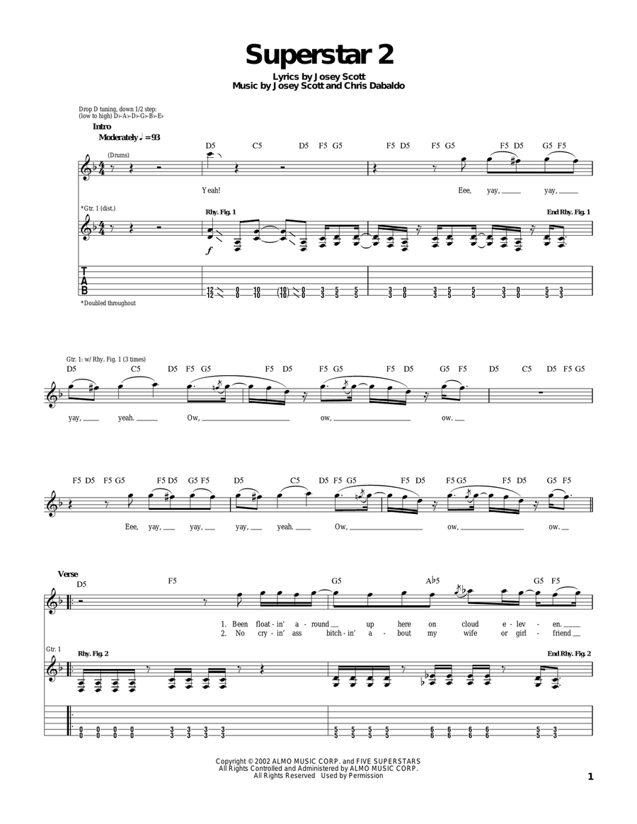 Superstar 2 Electric Guitar scores gallery preview page 1