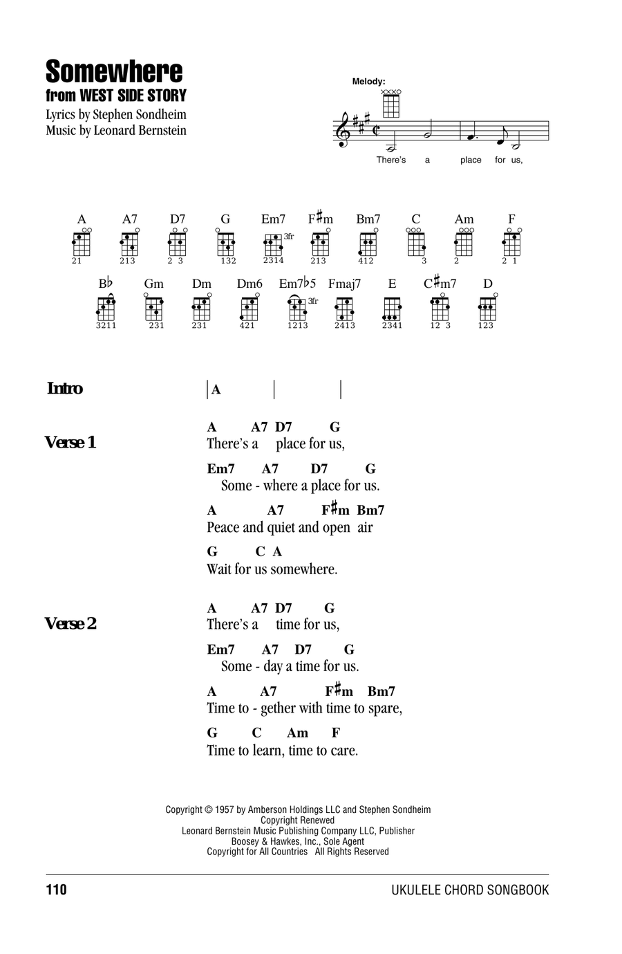 Somewhere (from West Side Story) Ukulele scores gallery preview page 1