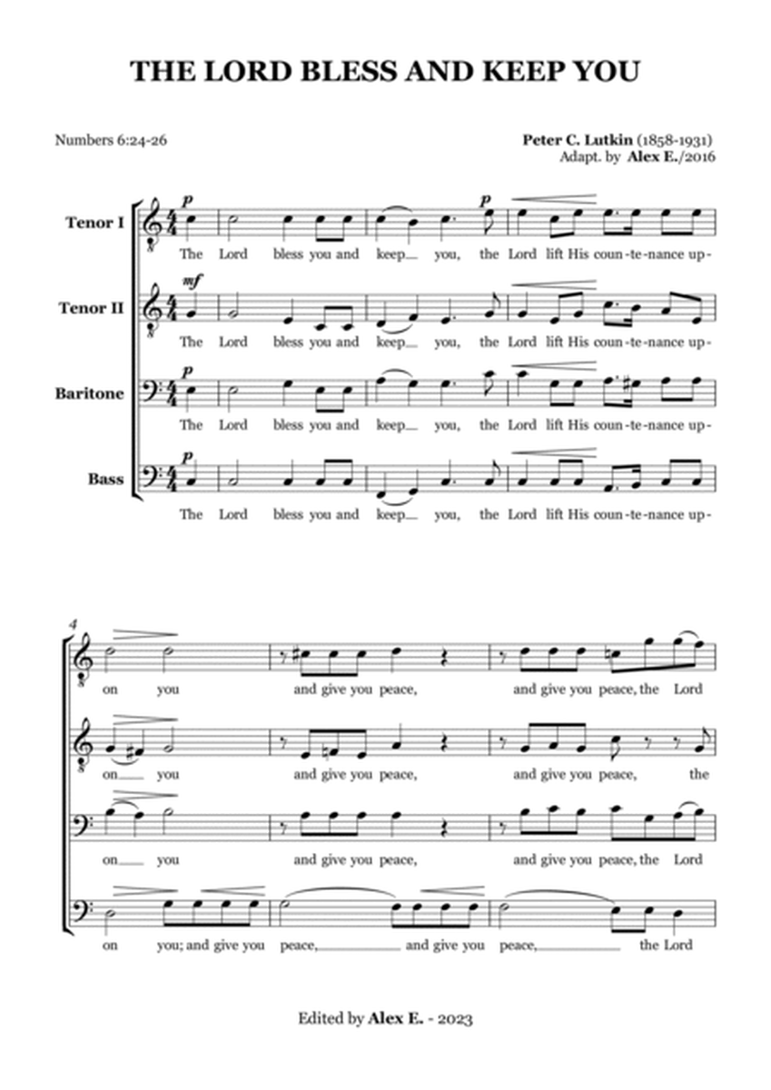 The Lord Bless You and Keep You - For Men's Choir image number null