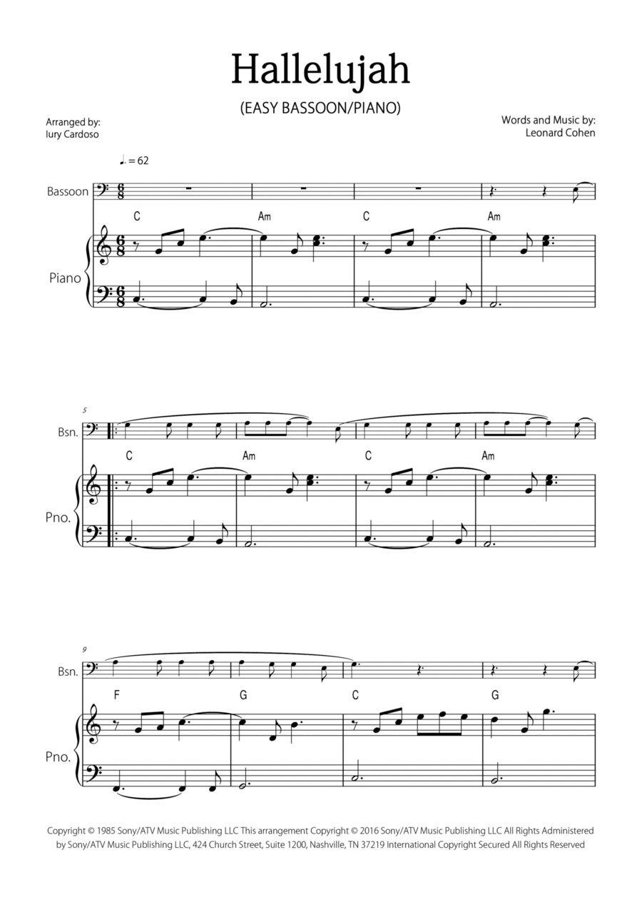 Hallelujah Bassoon scores gallery preview page 1