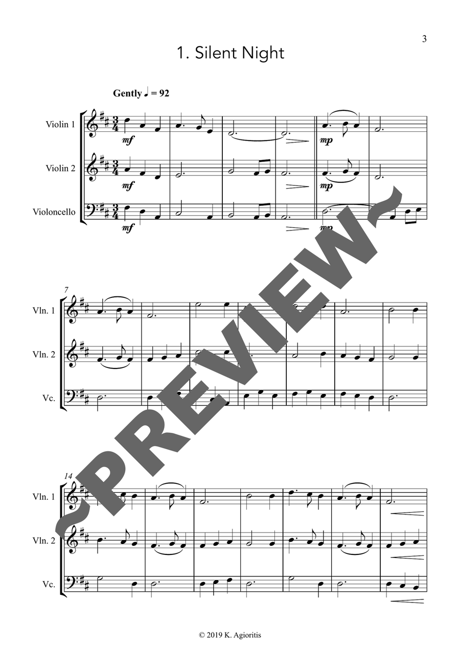 Carols for Three - Fifteen Traditional Carols for String Trio String Trio scores gallery preview page 3