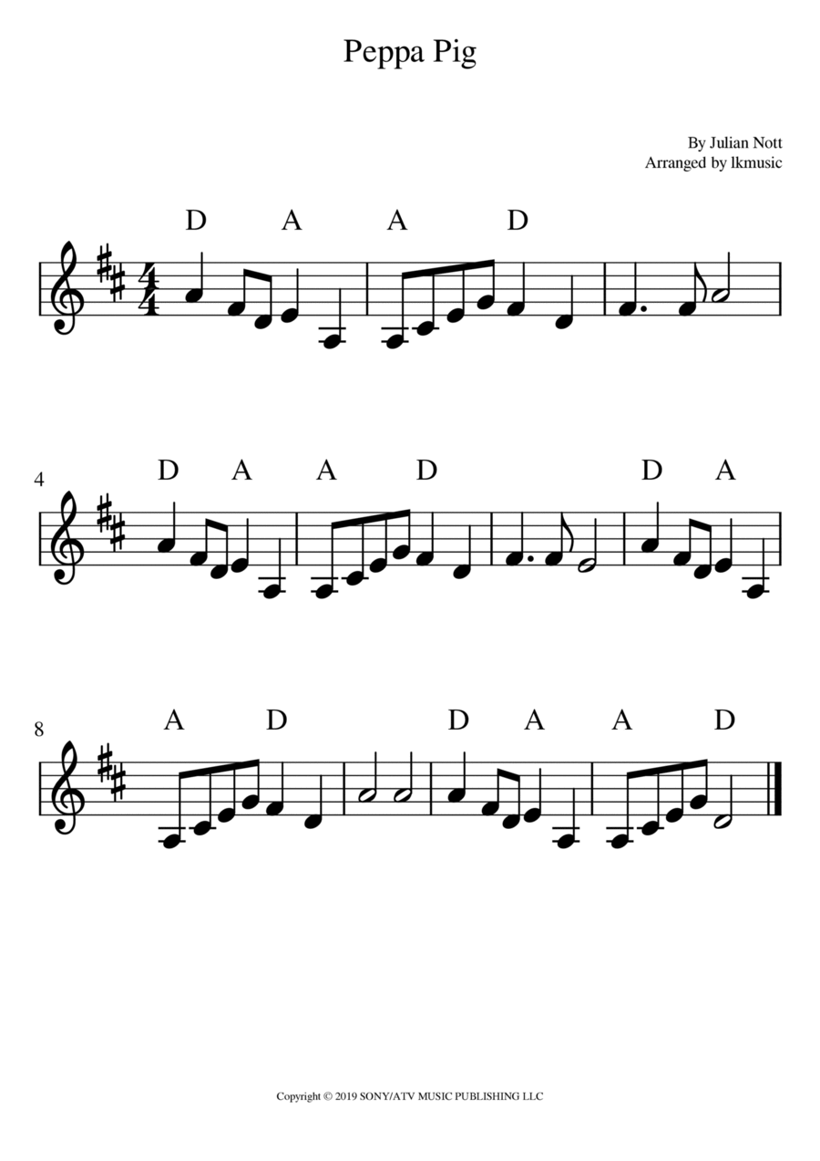 Peppa Pig B-Flat Trumpet scores gallery preview page 1