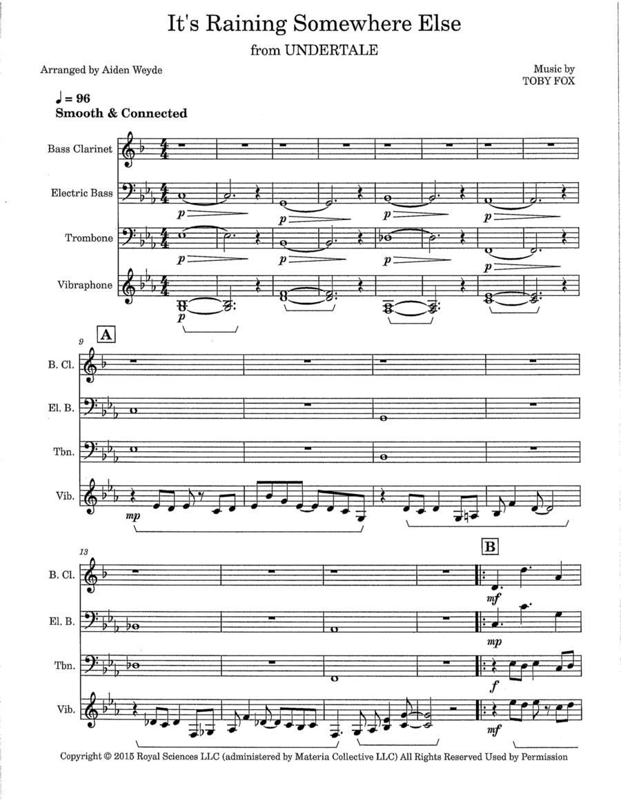 It's Raining Somewhere Else Bass Clarinet scores gallery preview page 1