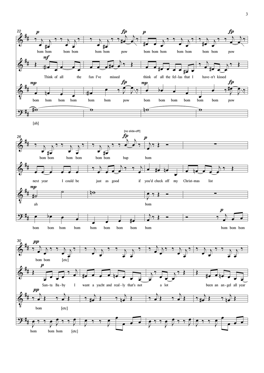 Santa Baby 4-Part scores gallery preview page 4