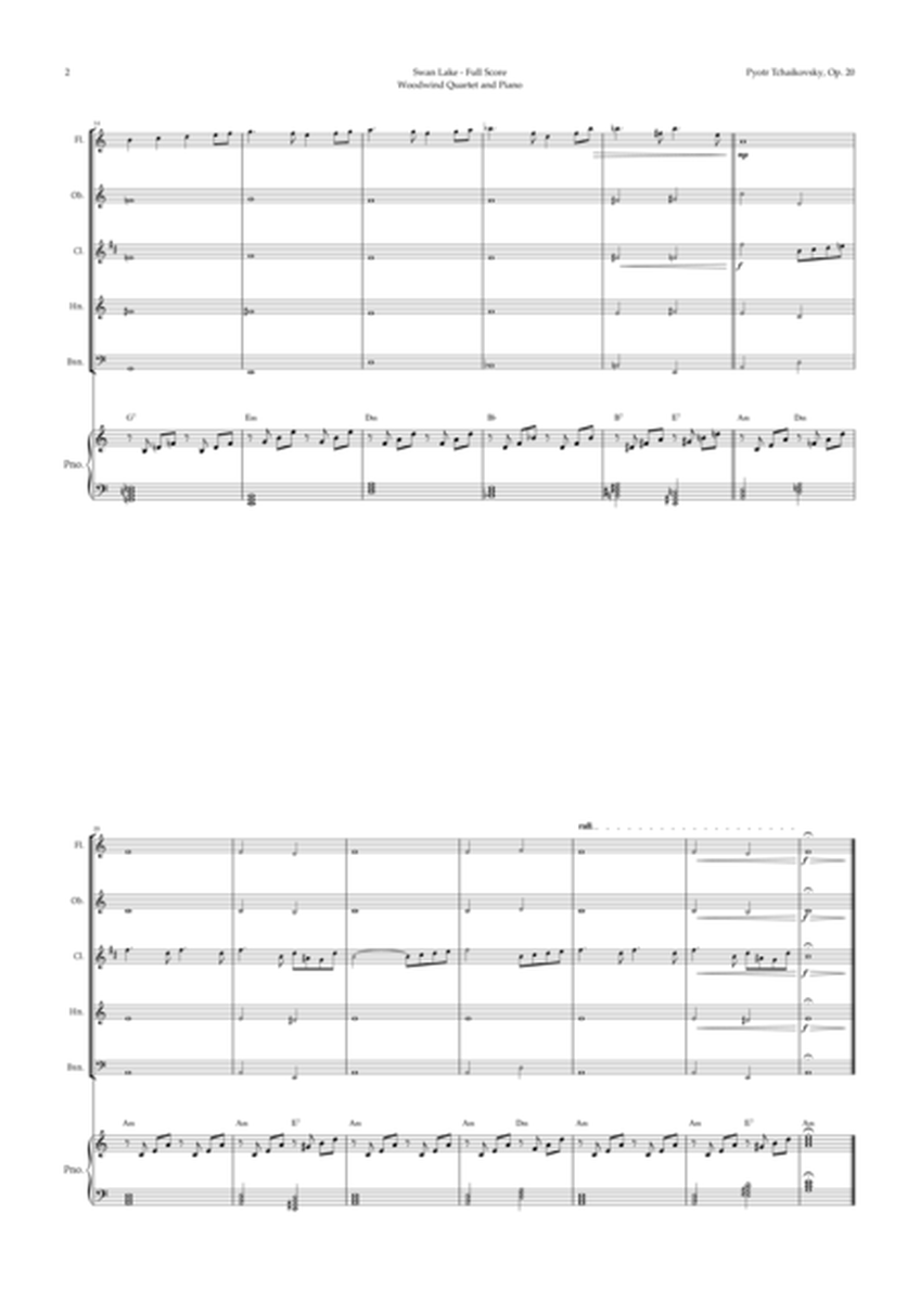 Swan Lake by Tchaikovsky for Woodwind Quintet and Piano image number null