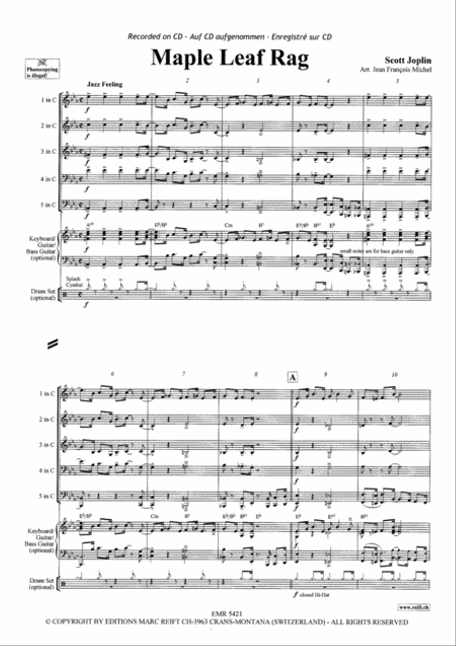 Maple Leaf Rag Maple Leaf Rag Concert Band scores gallery preview page 3