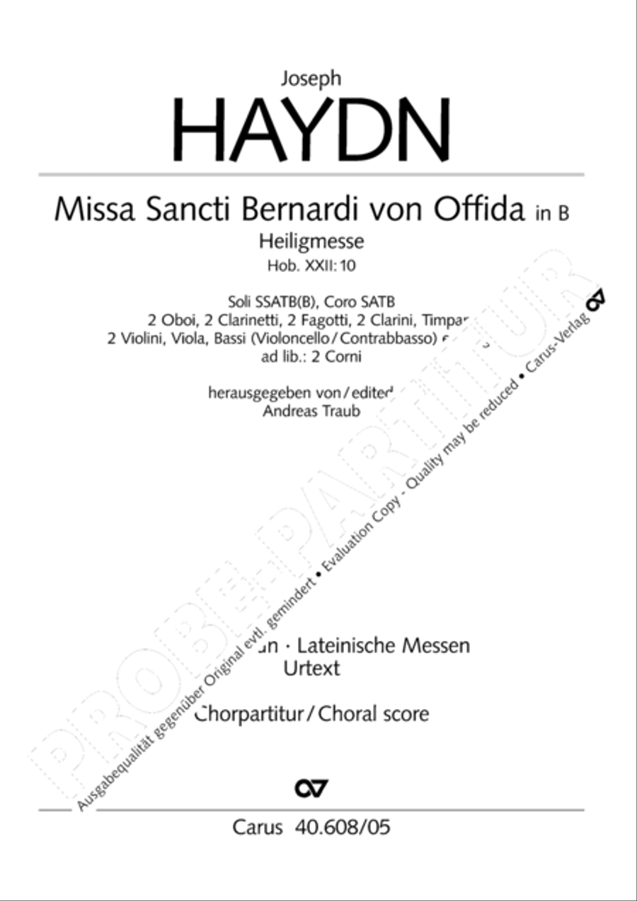Missa Sancti Bernardi von Offida in B 4-Part scores gallery preview page 2