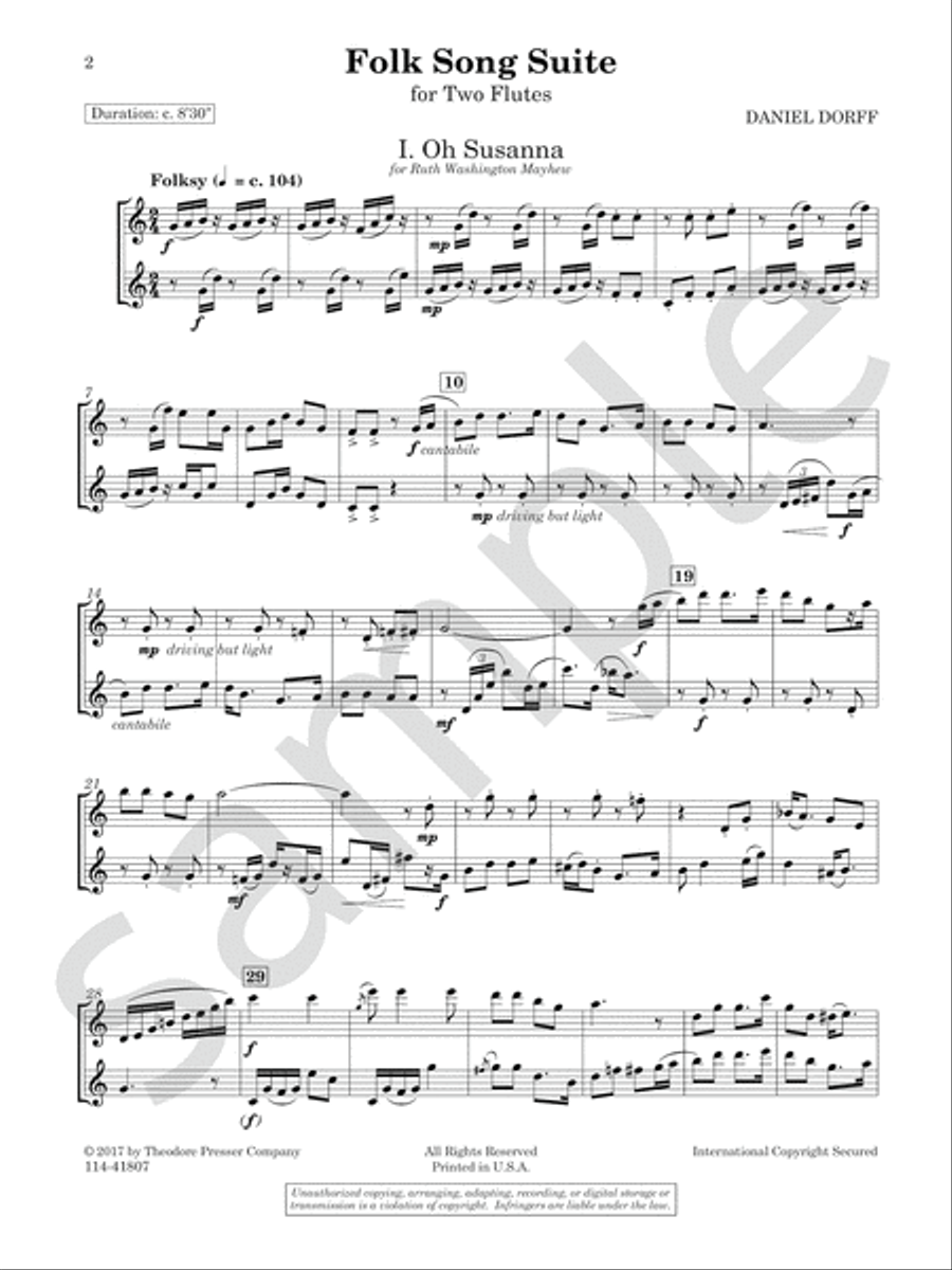 Folk Song Suite Flute Duet scores gallery preview page 3
