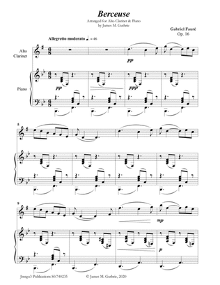 Fauré: Berceuse Op. 16 for Alto Clarinet & Piano