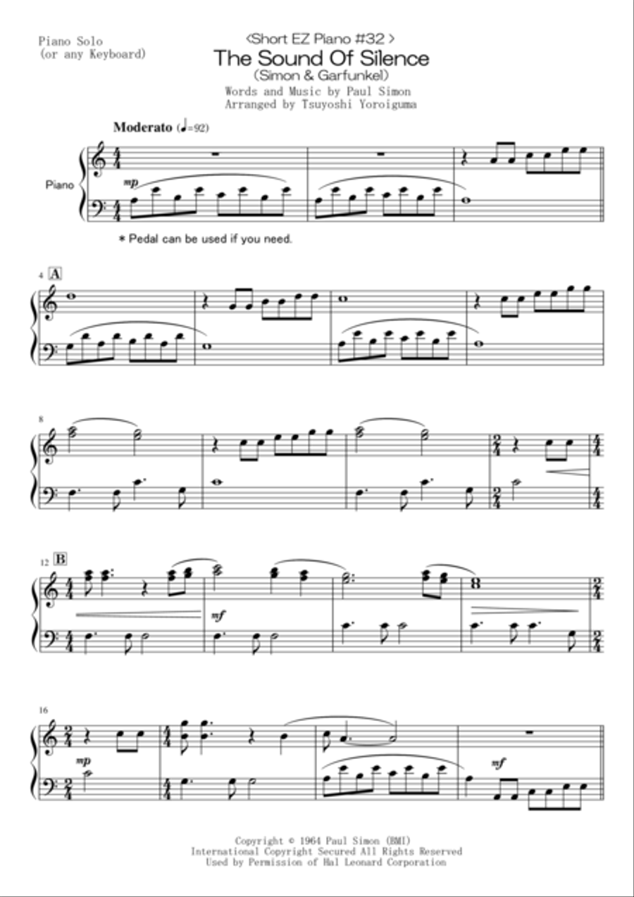 The Sound Of Silence The Sound Of Silence Easy Piano scores gallery preview page 1