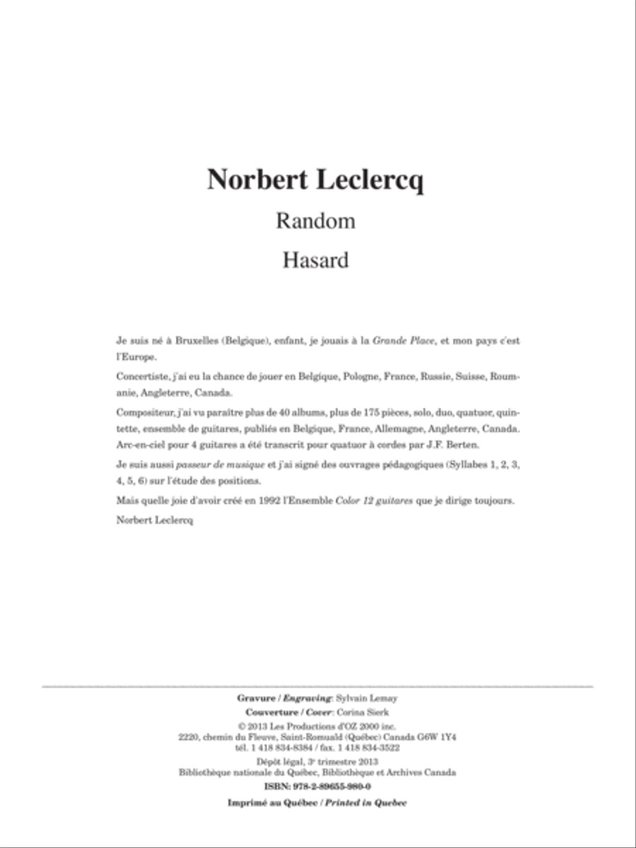 Random, Hasard Random, Hasard Classical Guitar scores gallery preview page 1