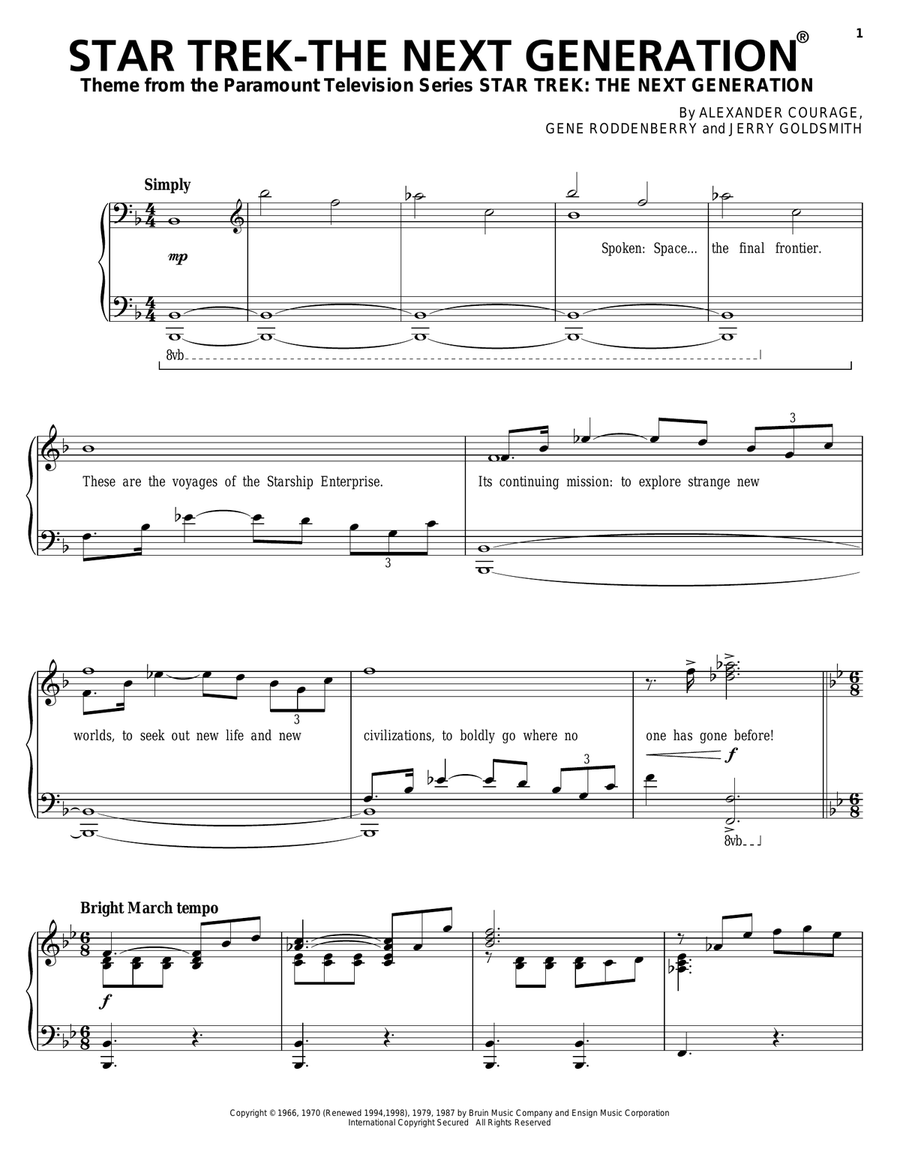Star Trek - The Next Generation Piano Solo scores gallery preview page 1