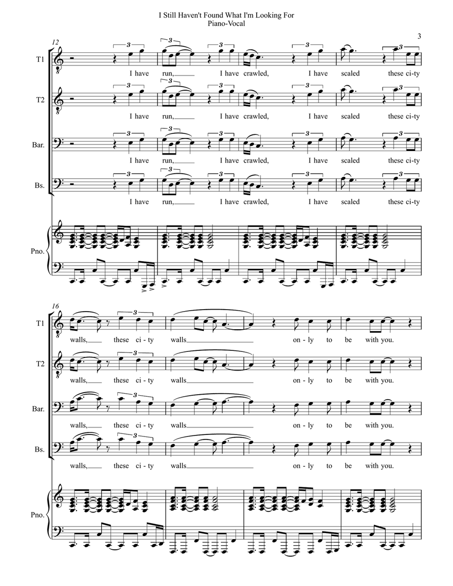 Still Haven't Found What I'm Looking For TTBB scores gallery preview page 3