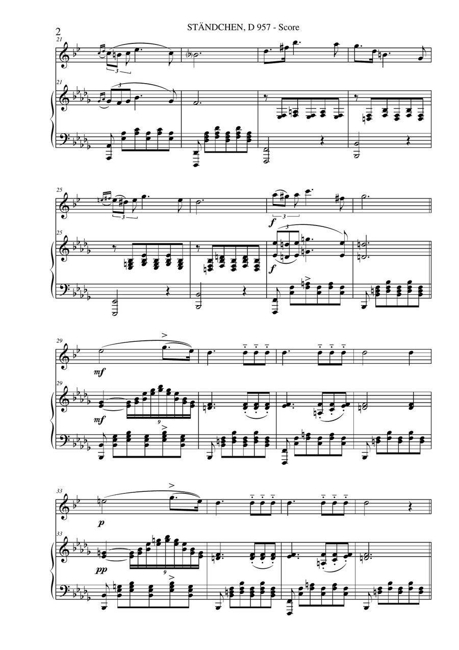Franz Schubert - Ständchen D 957 for Alto Saxophone & Piano Alto Saxophone scores gallery preview page 2