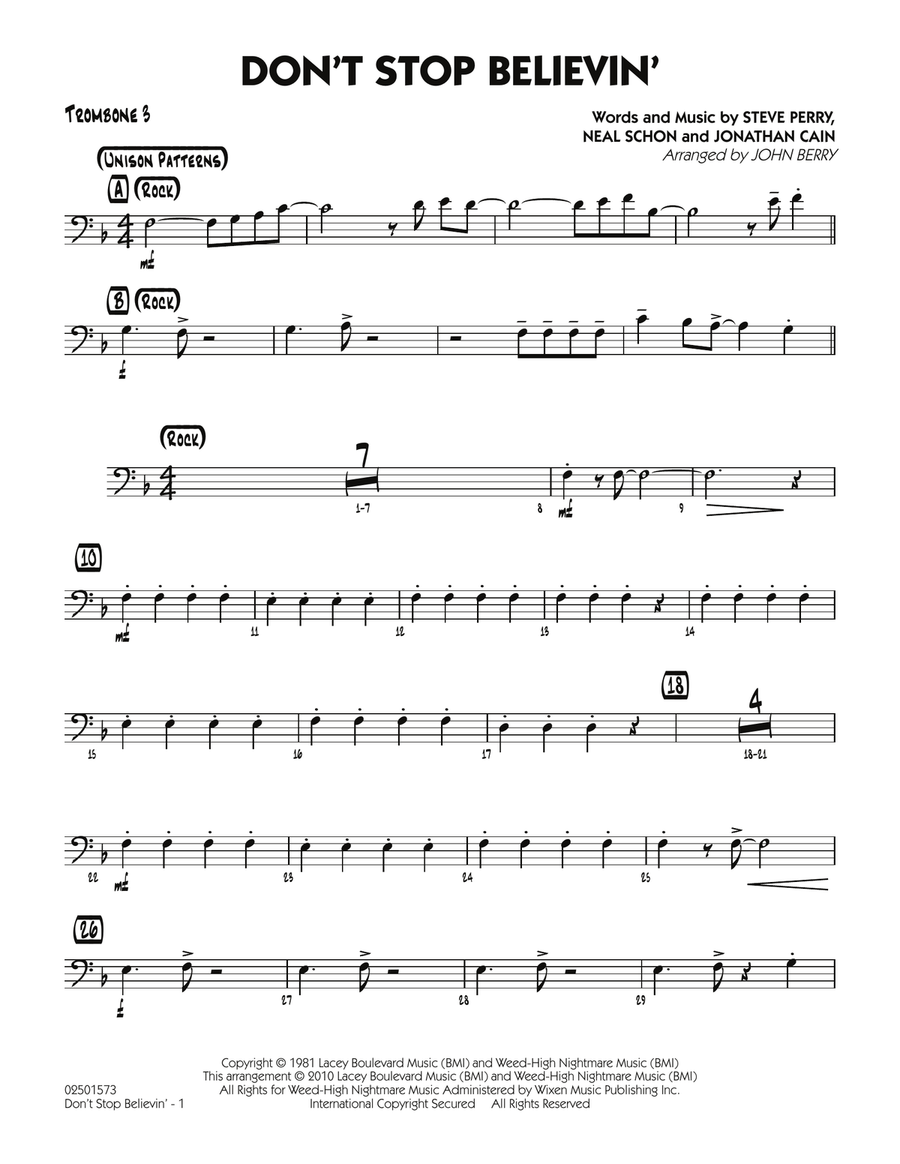 Don't Stop Believin' - Trombone 3