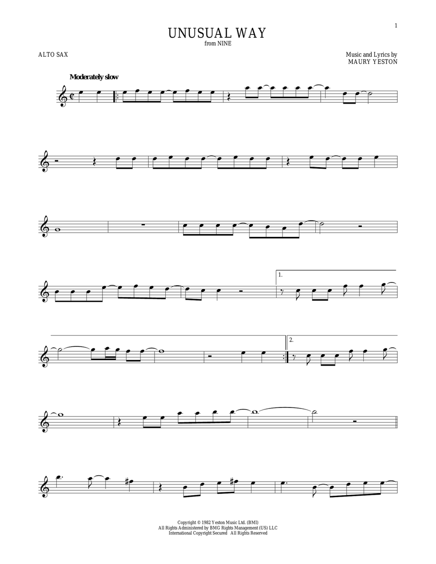 Unusual Way Unusual Way Alto Saxophone scores gallery preview page 1