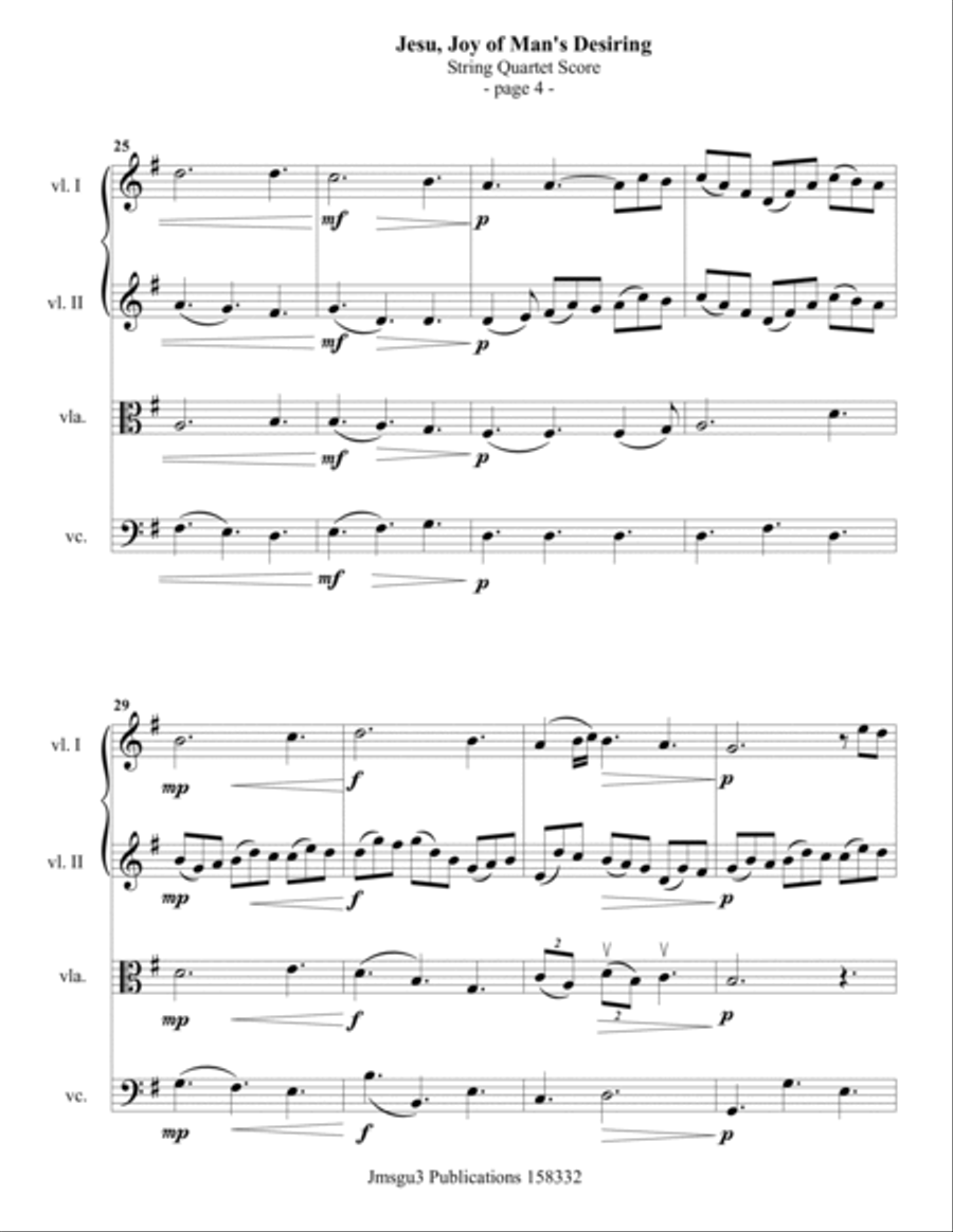 Bach: Jesu, Joy of Man's Desiring for String Quartet String Quartet scores gallery preview page 4