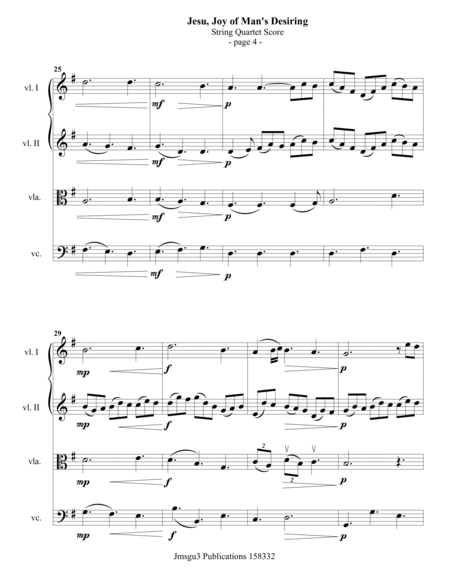 Bach: Jesu, Joy of Man's Desiring for String Quartet image number null
