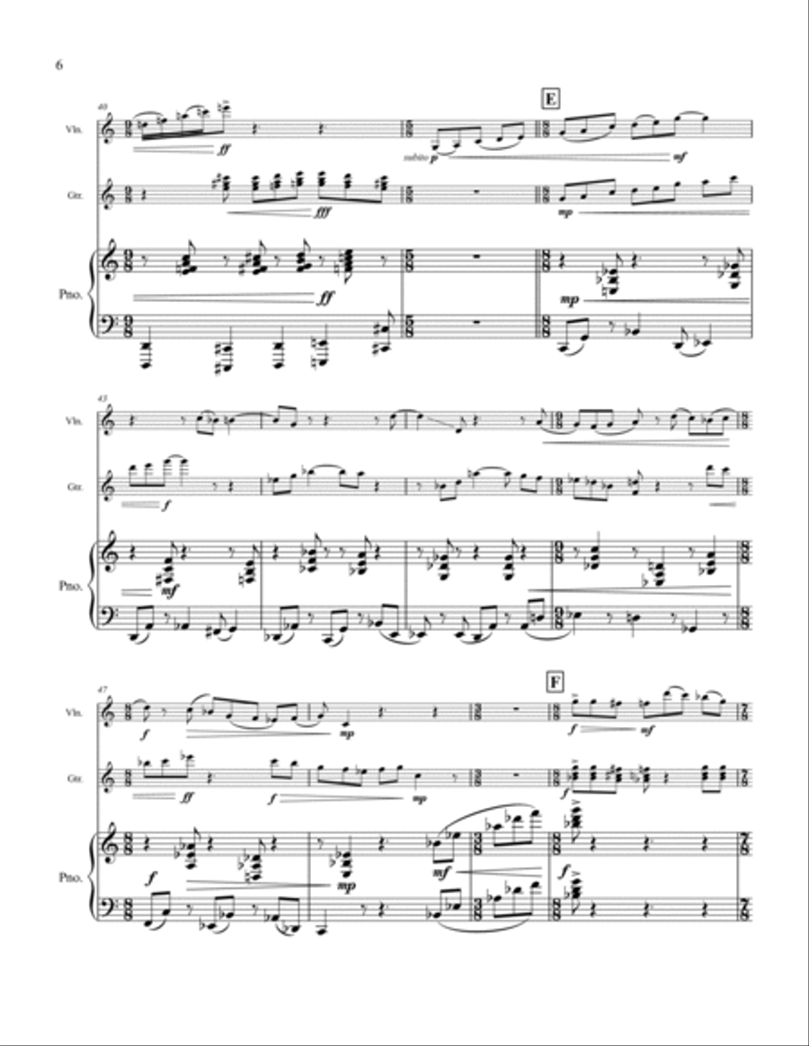 Three for Three for Violin, Guitar and Piano Chamber Music scores gallery preview page 6