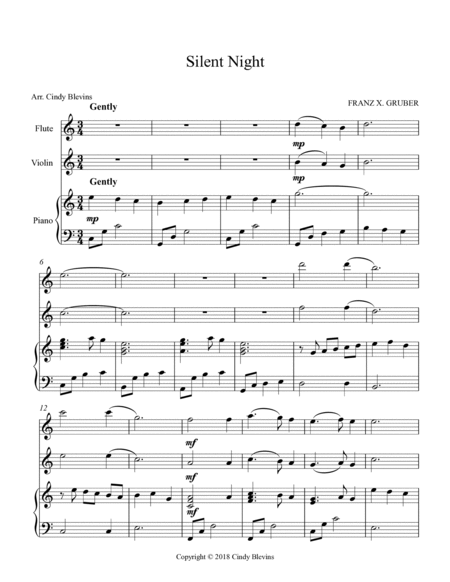 Silent Night, for Piano, Flute and Violin image number null