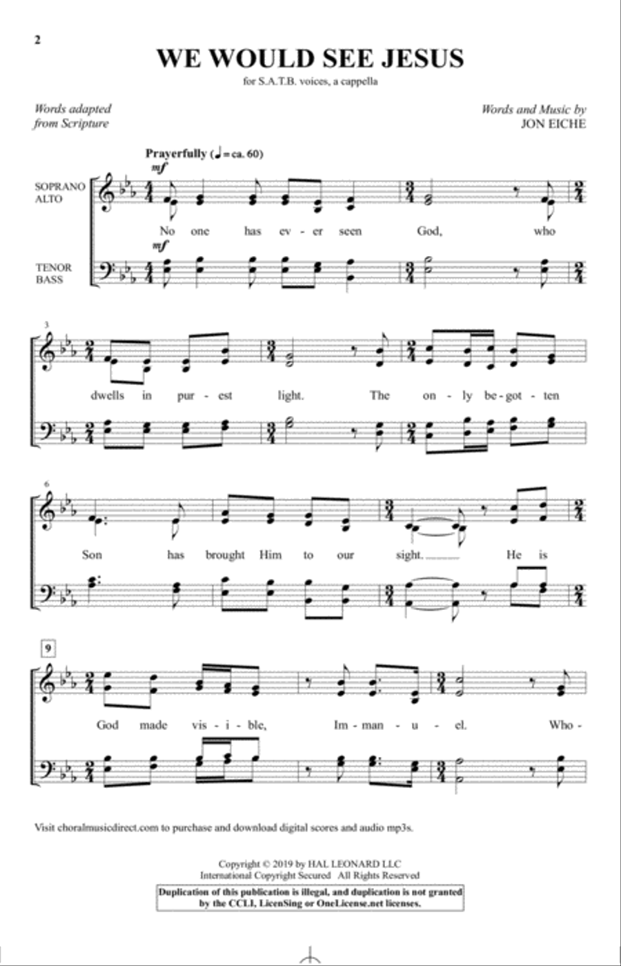 We Would See Jesus 4-Part scores gallery preview page 1