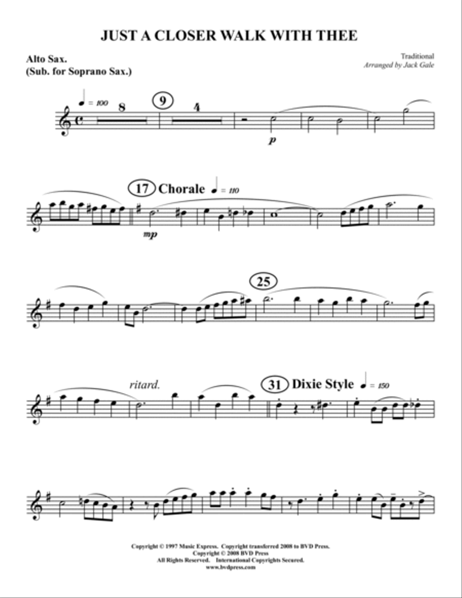 Just a Closer Walk Just a Closer Walk Saxophone Quartet scores gallery preview page 6