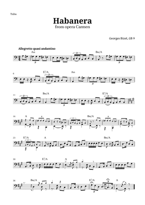 Book cover for Habanera from Carmen by Bizet for Tuba with Chords