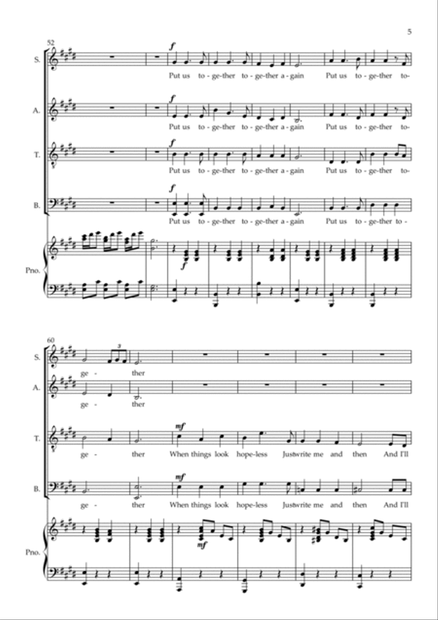 I'll Put You Together Again 4-Part scores gallery preview page 5