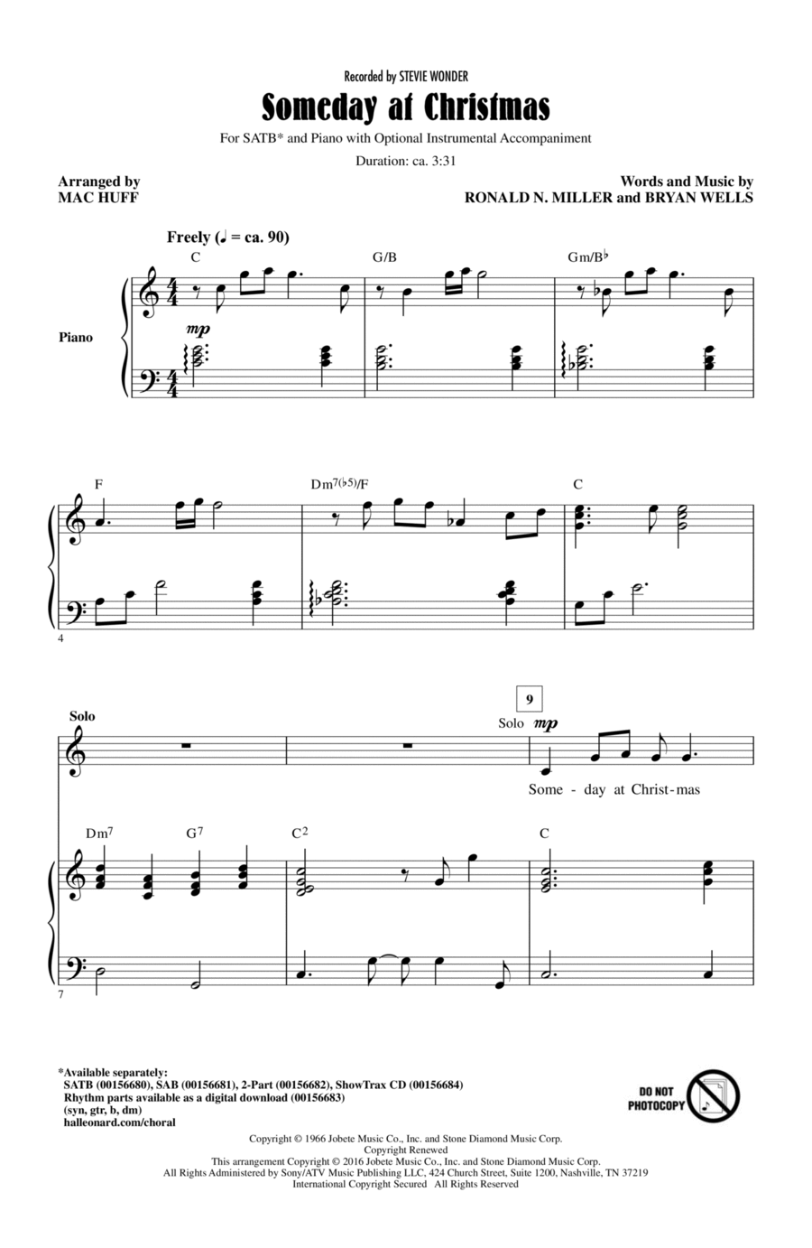 Someday At Christmas (arr. Mac Huff) 4-Part scores gallery preview page 1