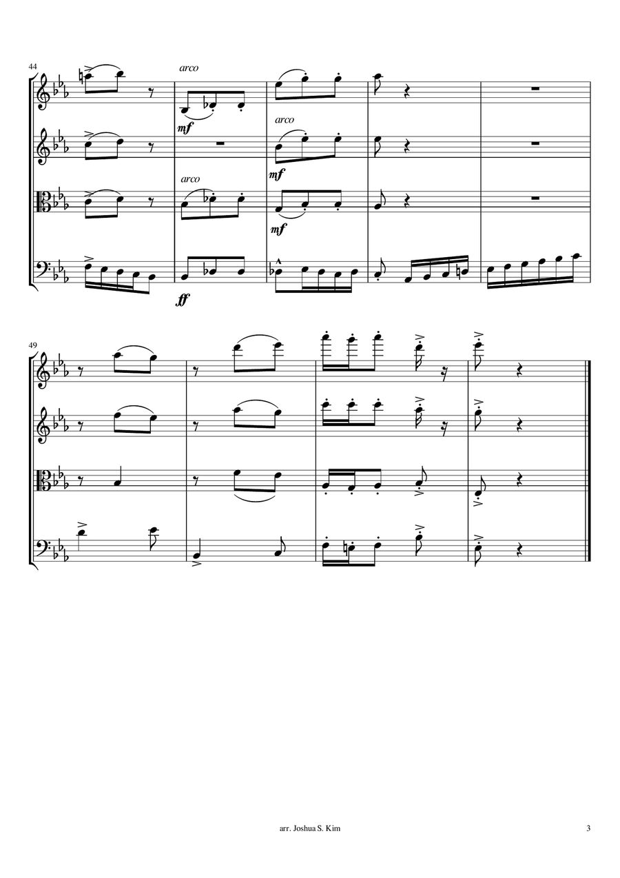 The Elephant for String Quartet (from The Carnival of the Animals) String Quartet scores gallery preview page 4