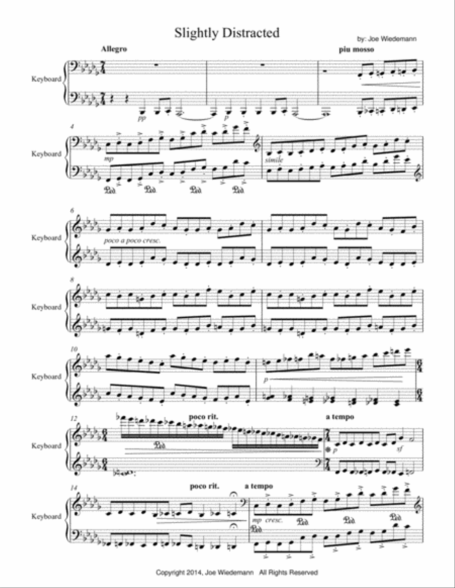 Slightly Distracted Piano Solo scores gallery preview page 1