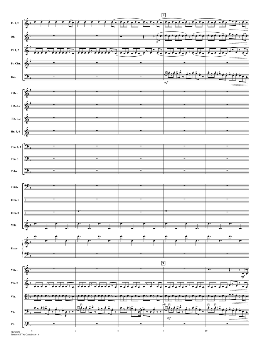 Pirates of the Caribbean (arr. Ted Ricketts) - Full Score