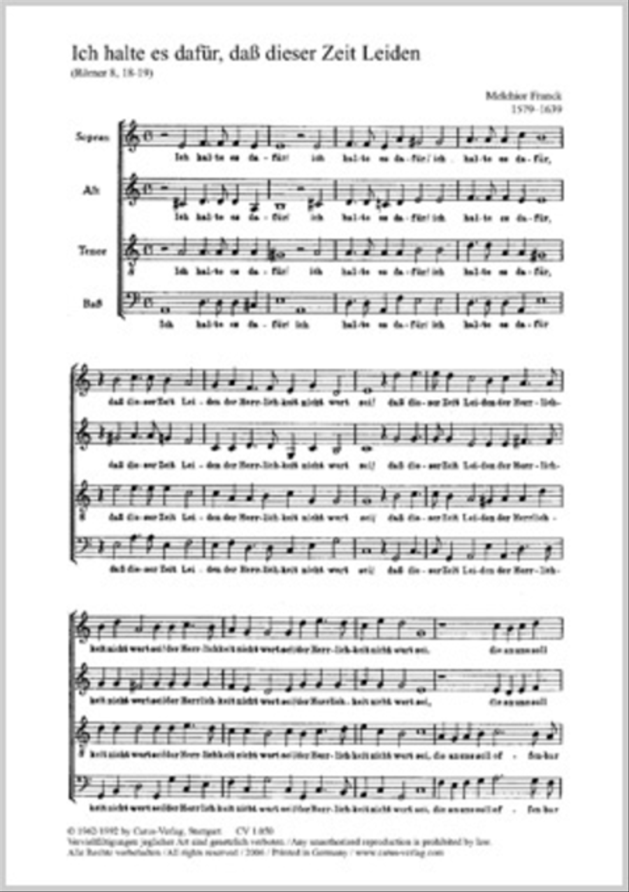 Now I indeed believe (Ich halte es dafur) 4-Part scores gallery preview page 1