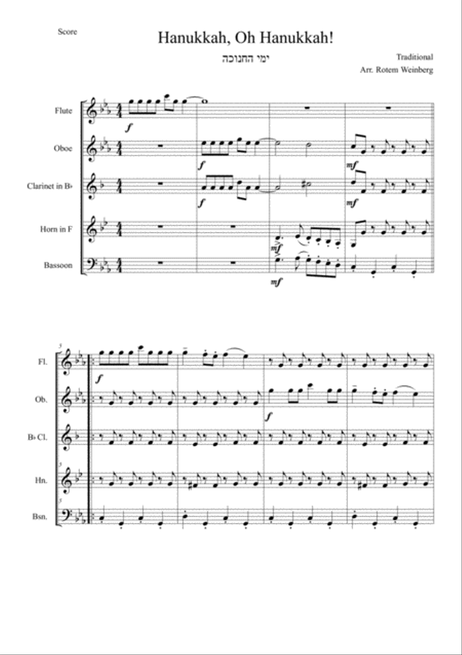 Hanukkah Oh Hanukkah - Woodwind Quintet Woodwind Quintet scores gallery preview page 2