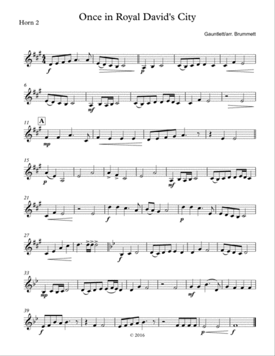 Once in Royal David's City Brass Ensemble scores gallery preview page 2