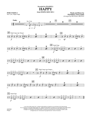 Book cover for Happy (from Despicable Me 2) (arr. Michael Brown) - Percussion 2