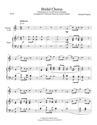 Wagner: Bridal Chorus for Clarinet & Piano