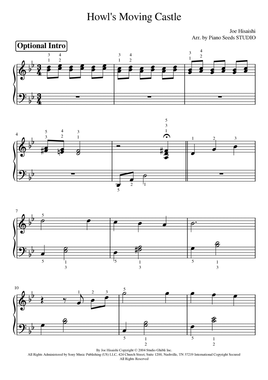 Howl's Moving Castle Easy Piano scores gallery preview page 1