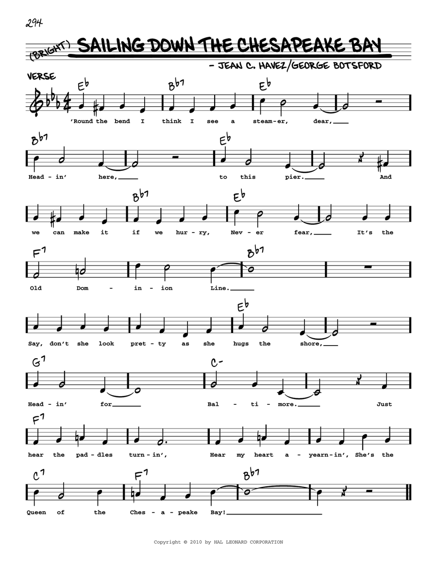 Sailing Down The Chesapeake Bay (arr. Robert Rawlins) Voice scores gallery preview page 1