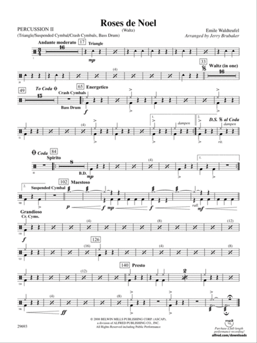 Roses de Noel (Waltz): 2nd Percussion Full Orchestra scores gallery preview page 1
