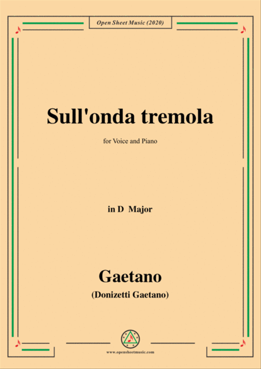 Donizetti-Sull'onda tremola,in D Major,for Voice and Piano Voice Solo scores gallery preview page 1