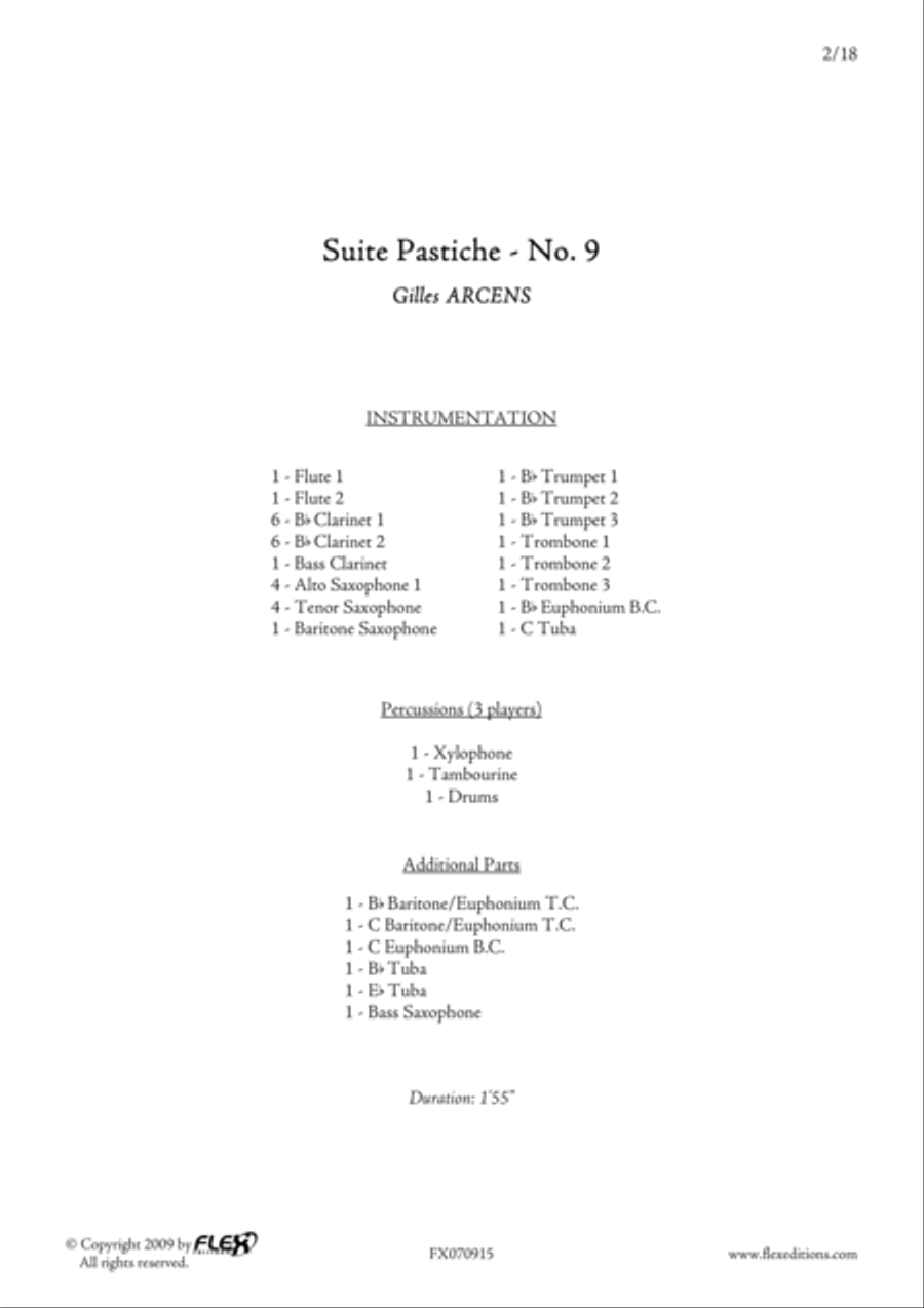 Suite Pastiche: No. 9 Concert Band scores gallery preview page 2