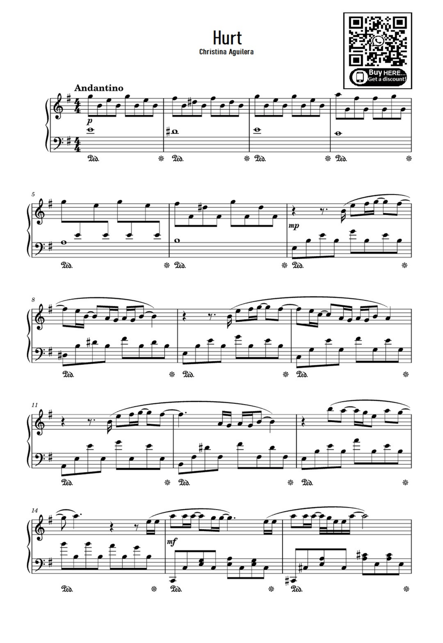Hurt Hurt Easy Piano scores gallery preview page 1