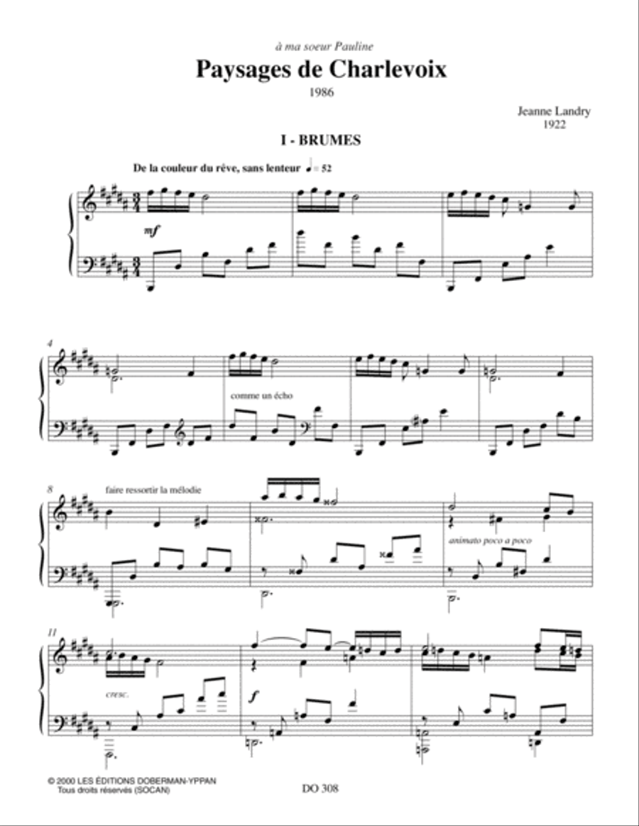 Paysages de Charlevoix Paysages de Charlevoix Piano Solo scores gallery preview page 2