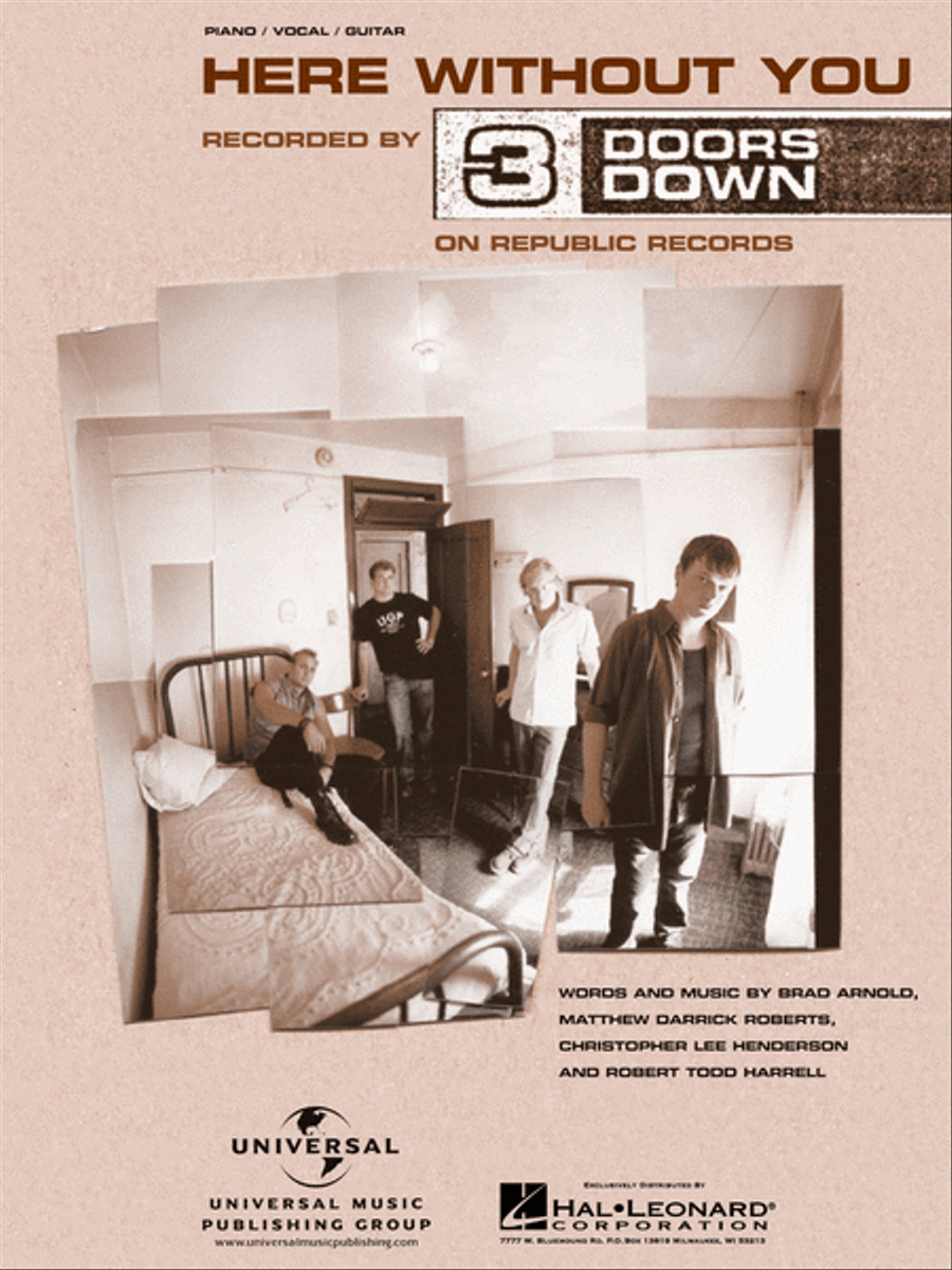 Here Without You Piano, Vocal, Guitar scores gallery preview page 1