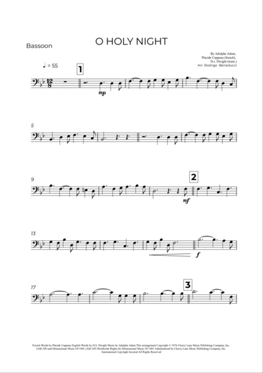 O Holy Night Bassoon Solo scores gallery preview page 2